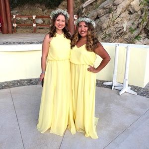 DHgate Yellow Bridesmaid Maxi Dress